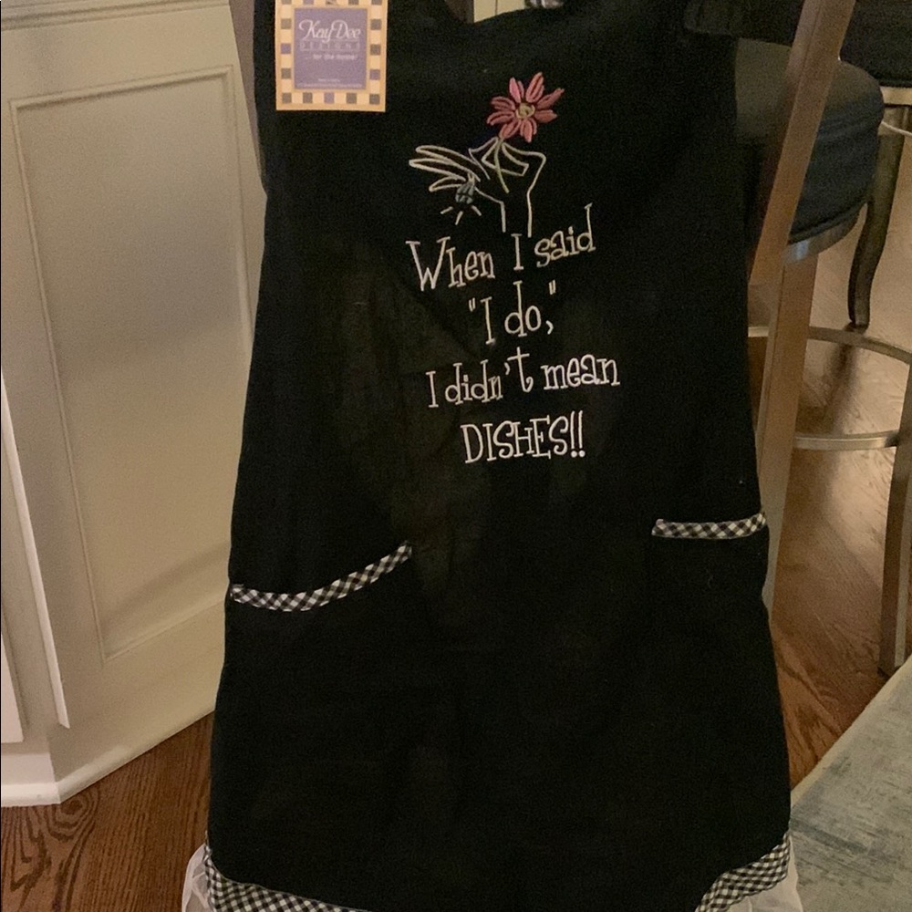 Black Apron with Embroidered Design